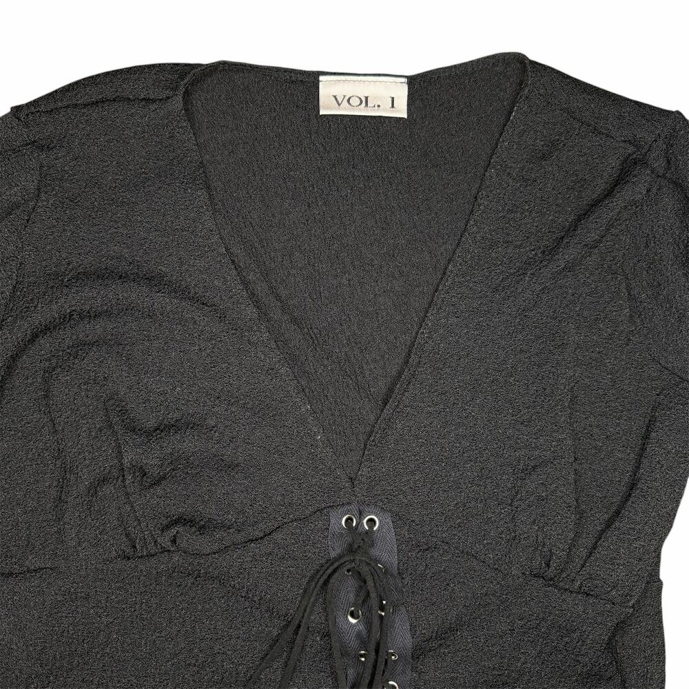 Vol 1 Y2K V-Neck Lace Up Top Size M - Picture 2 of 6